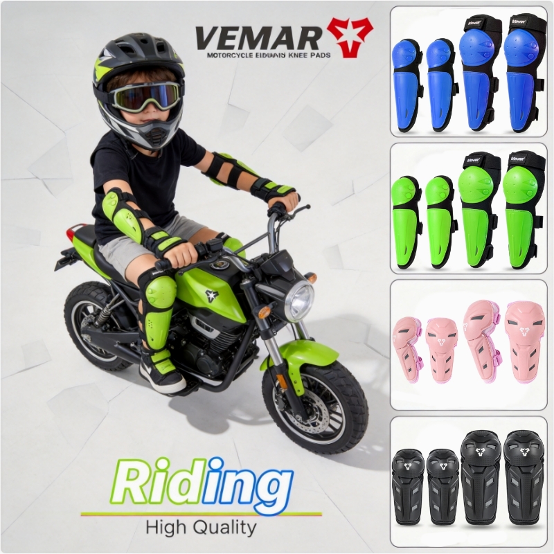 Motorcycle Gear Kids - VEMAR子供用膝肘パッドセット、オートバイ乗車用、耐久性のあるユースキッズモトクロス安全装備肘プロテクター膝パッド