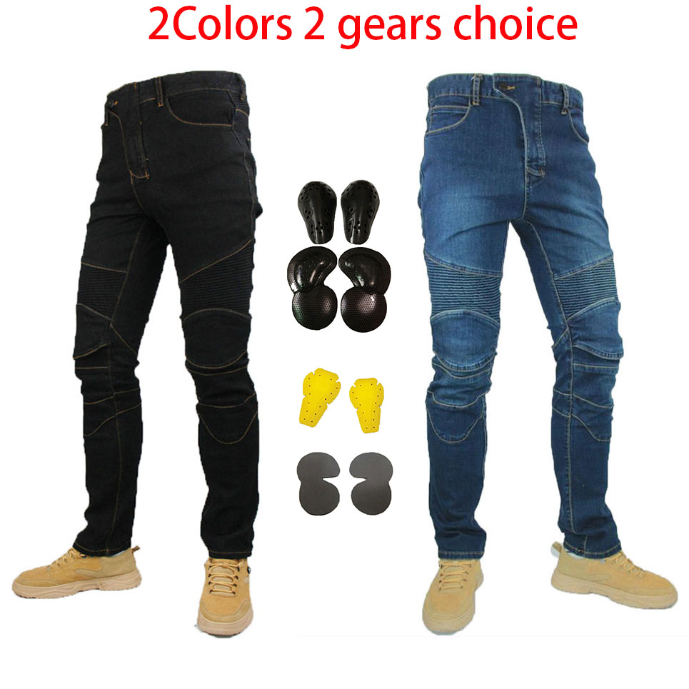 Motorcycle Wearing Gear - 真新しい4シーズンオートバイレジャーモトクロスパンツ屋外乗馬ジーンズとあいまいな保護具膝ギアヒップパッド
