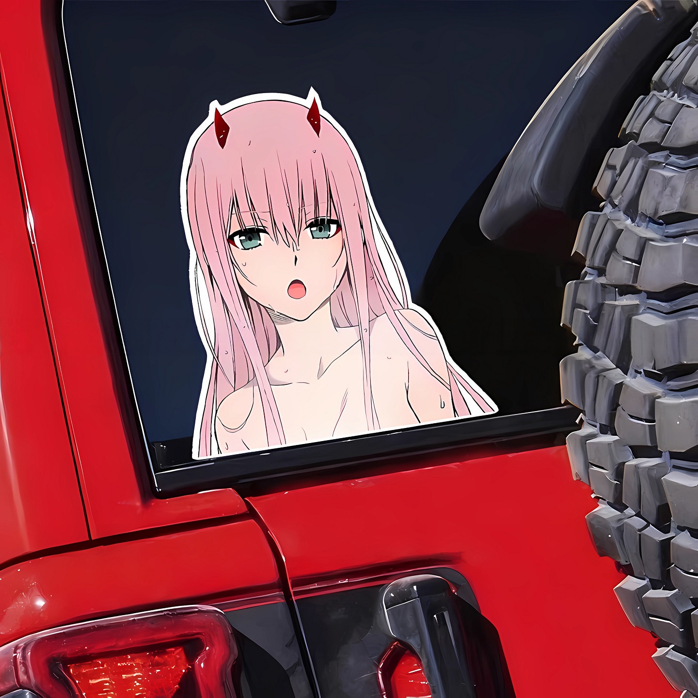 かわいいアニメガール ゼロツー 車用JDMステッカー 車体  - Zero Motorcycle Gear のレビューと価格