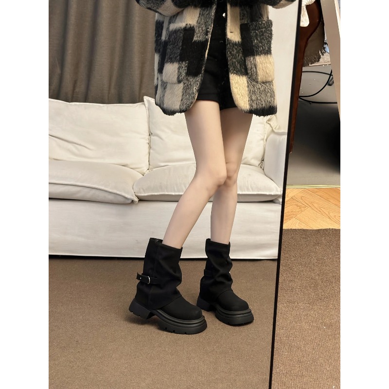 女性の厚底ブーツ英国スタイル秋冬ショートブーツブラウンマーメ - Motorcycle Gear Pants のレビューと価格